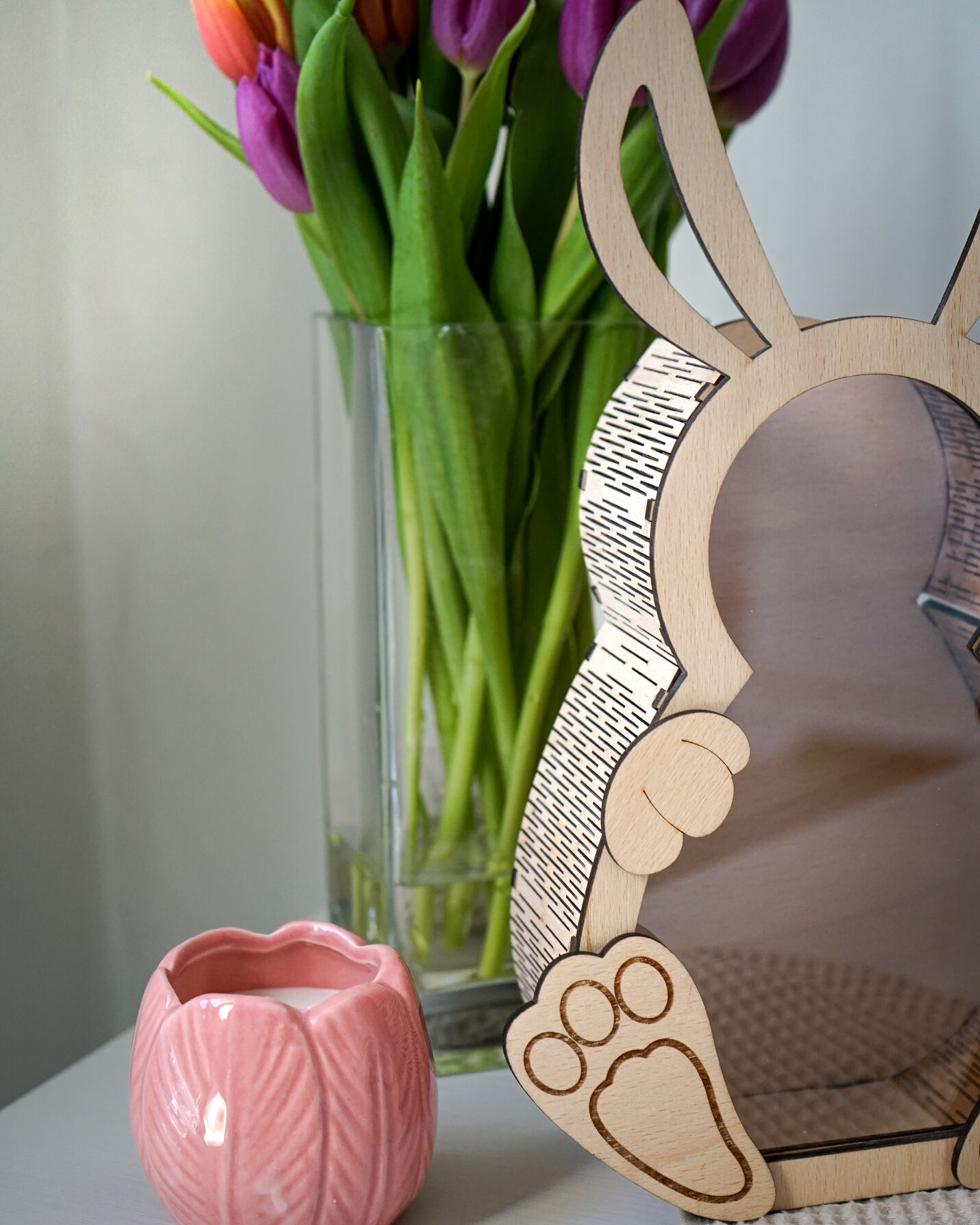 Detailní zpracování dřevěného zajíčka