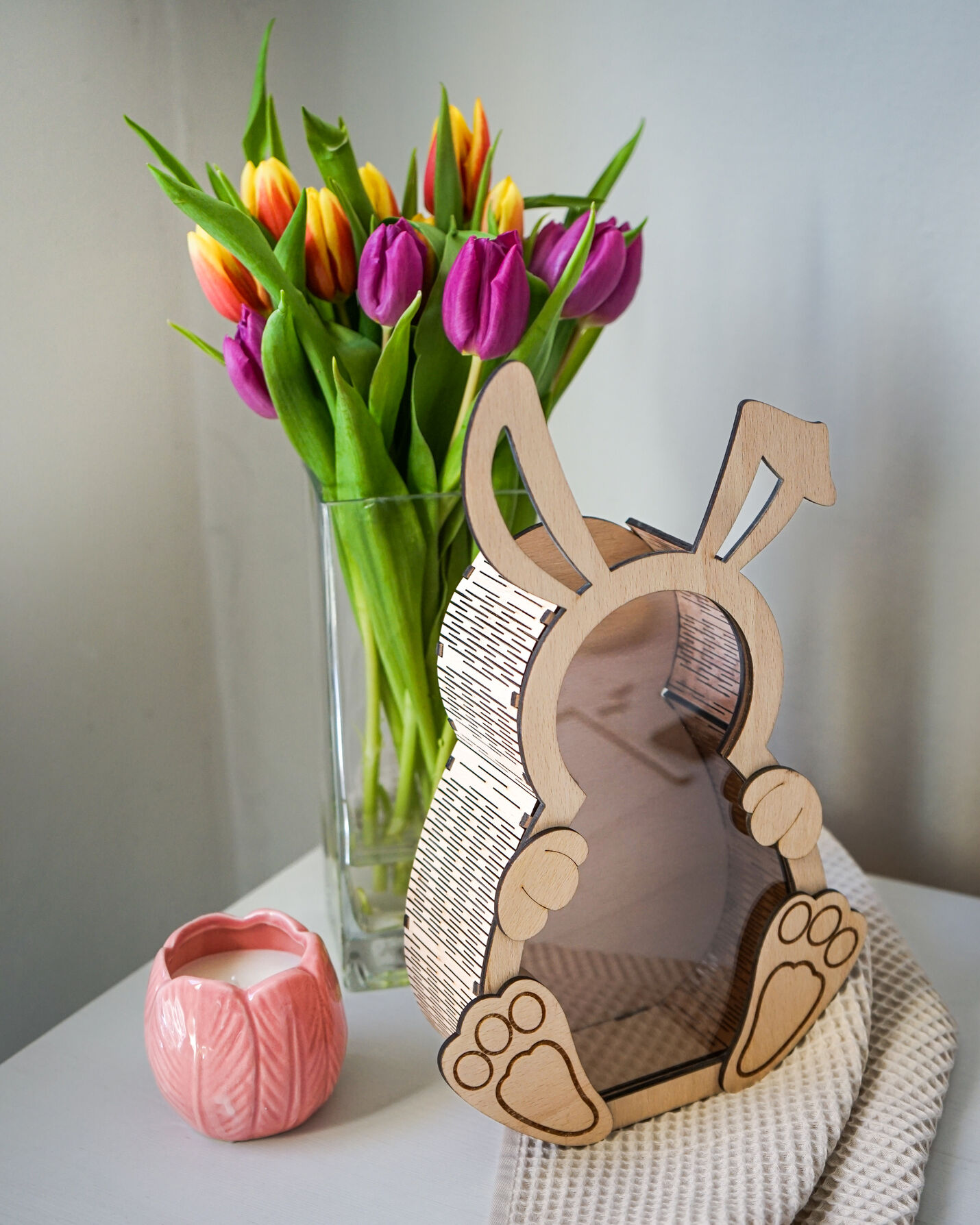 Velikonoční dekorace zajíček z bukové překližky