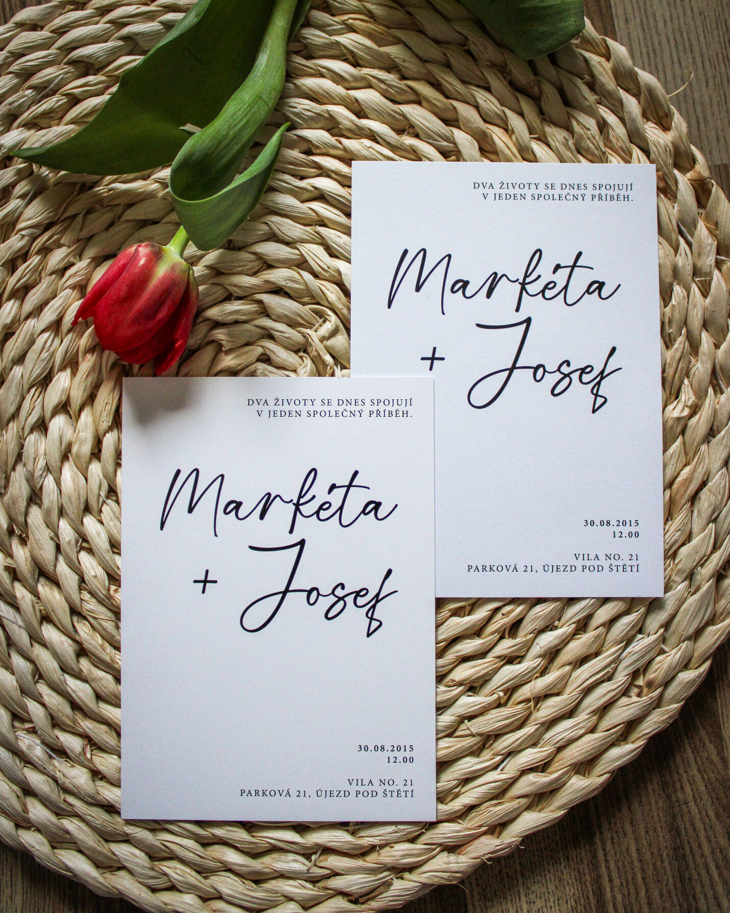 Svatební oznámení Minimalist s elegantním psacím písmem