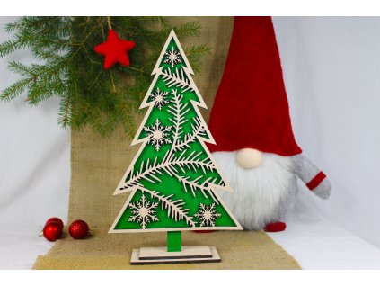Dřevěný vánoční stromeček – dekorace z bukové překližky s výběrem barev
