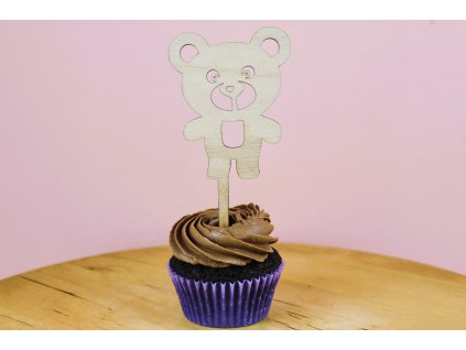 Medvídkové zápichy na cupcakes – dřevěné dekorace