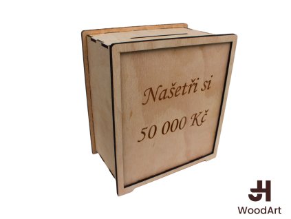 Znovu použitelná dřevěná pokladnička - 50 000,- Kč