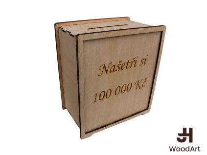 Znovu použitelná dřevěná pokladnička - 100 000,- Kč