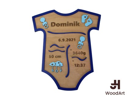 Dřevěná památka k narození miminka – body s údaji na míru