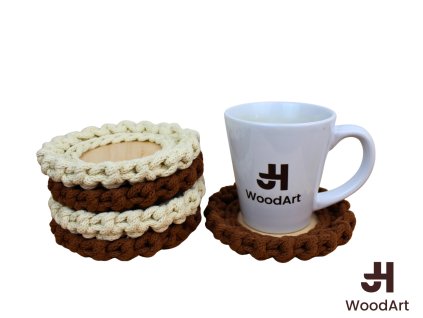sada pletených podtácků s dřevěným středem JHWoodArt