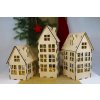 Dřevěný domeček – lucerna (sada 3 ks) – přírodní dřevěná dekorace