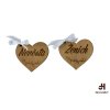 Dřevěné svatební jmenovky ve tvaru srdce