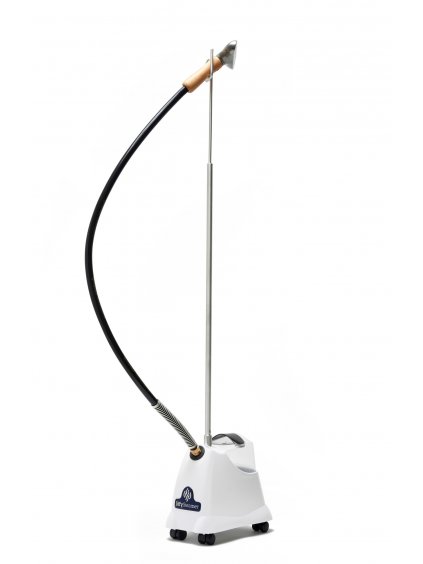 značkový kvalitní napařovač oděvů jiffy steamer bílá barva dovoz amerika kovová koncovka dřevěné držadlo