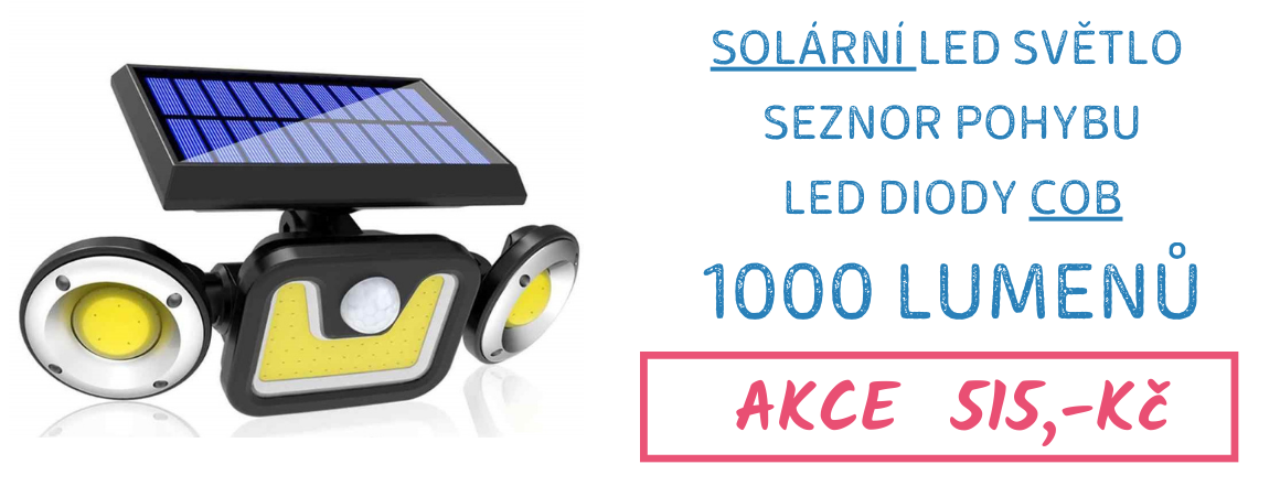 Vaše nové solární LED světlo s pohybovým čidlem a 3 ohebnými hlavicemi