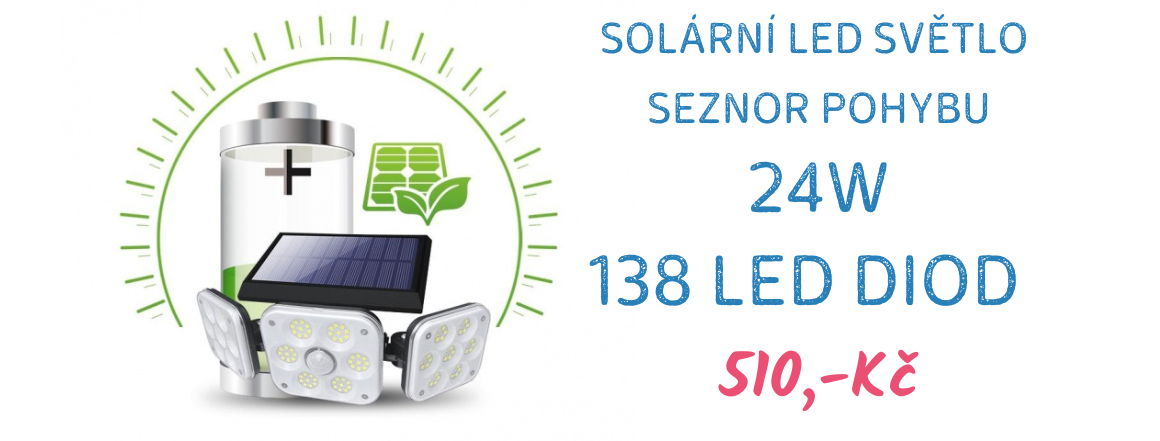 Vaše nové solární LED světlo s pohybovým čidlem a 3 ohebnými hlavicemi
