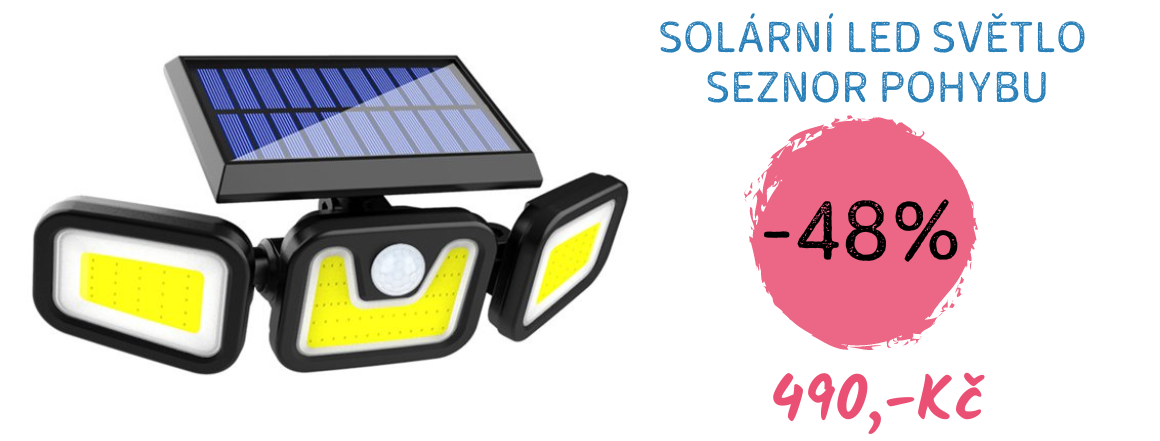Vaše nové LED solární světlo s čidlem a 3 ohebnými hlavicemi