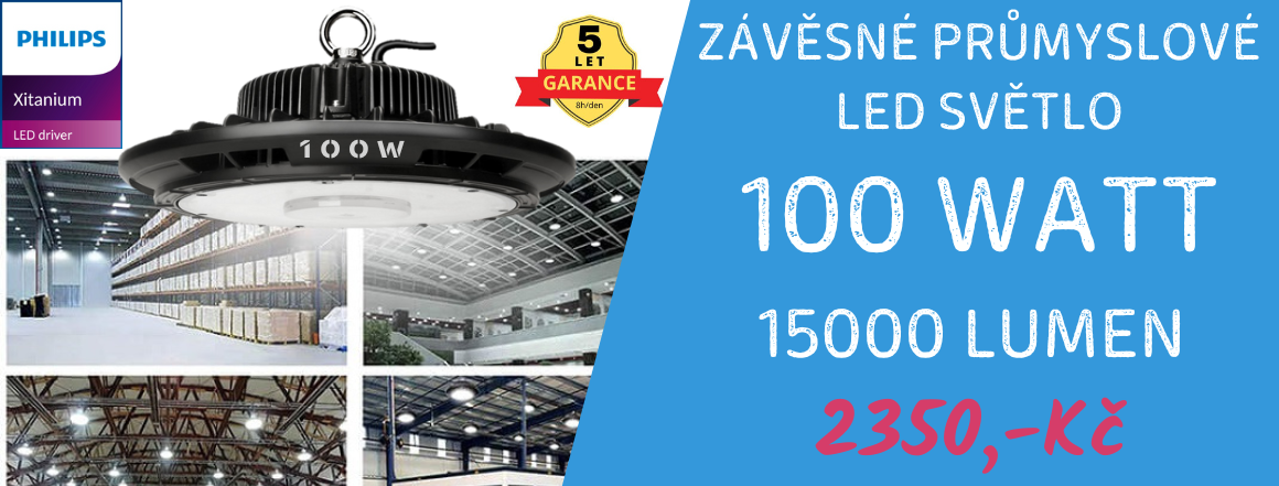 LED PRŮMYSLOVÉ SVÍTIDLO UFO HIGH BAY 100W (15000LM) PHILIPS, 120°, 5 LET ZÁRUKA