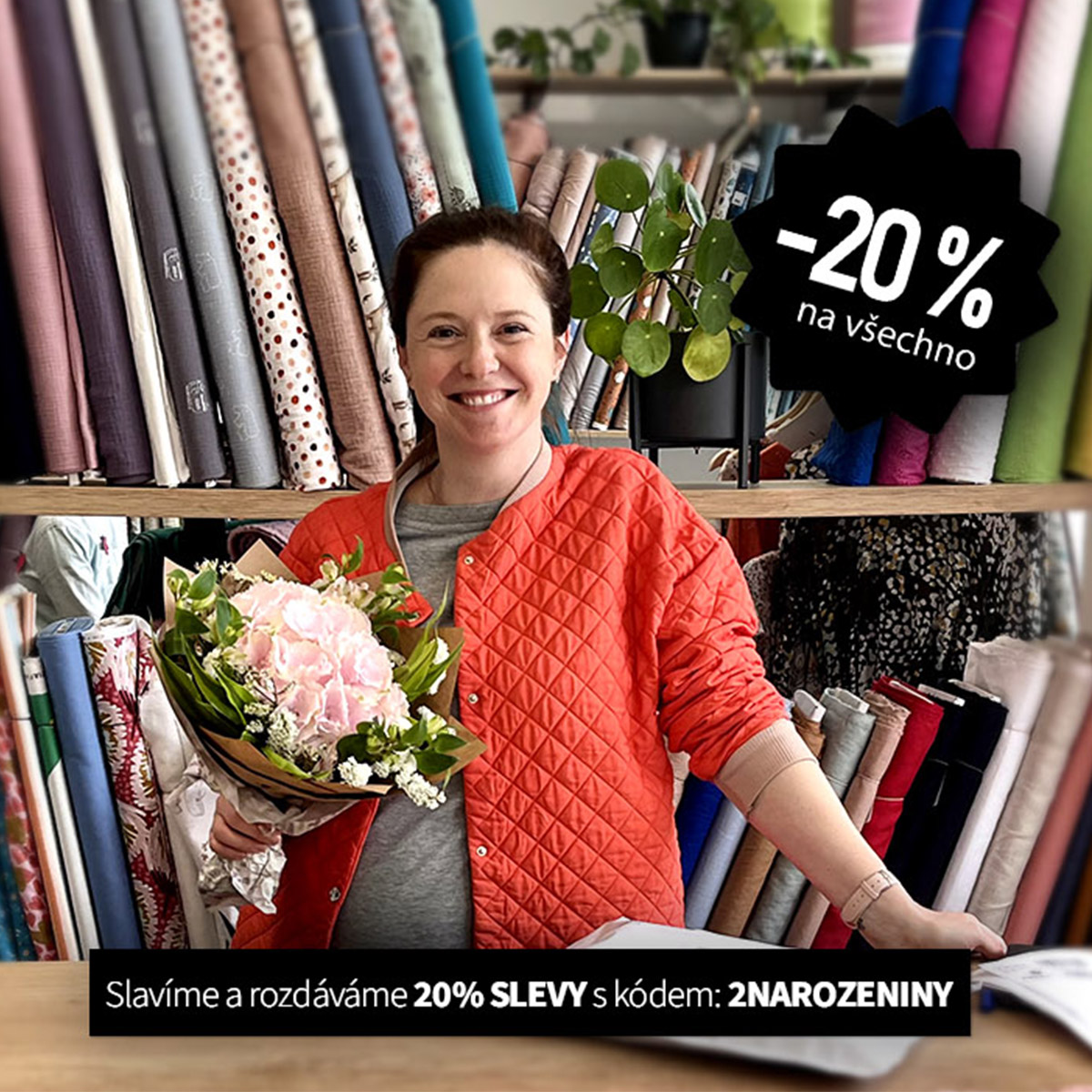 Slavíme 2. narozeniny a rozdáváme SLEVY 20 % na všechny látky