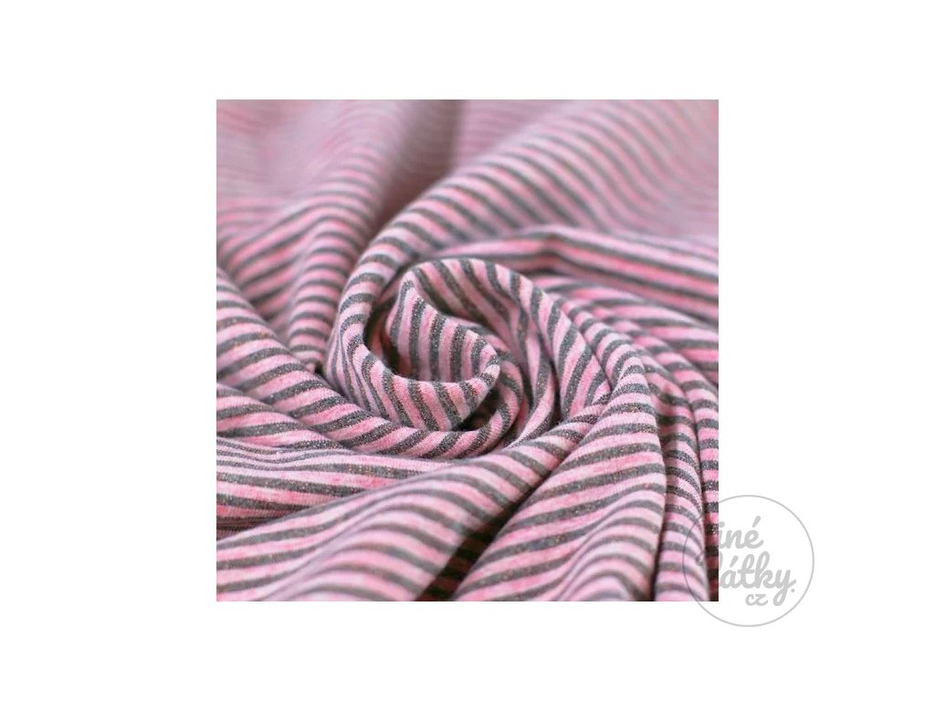 Úplet v barvě růžovo - šedých proužků se třpytkou lurexem "Pink Grey" (3mm)