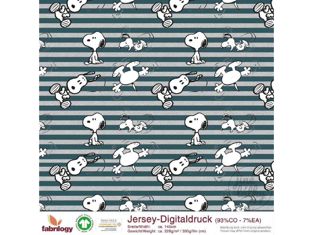 3032 grey fabrilogy gots Snoopy stripes