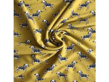 134 latka s motivem baby zebra v barve horcicove