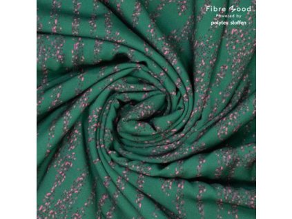 100% Tkaná viskóza v barvách tmavá zelená a růžové tečky - Fibre Mood - Gladys / Tilda