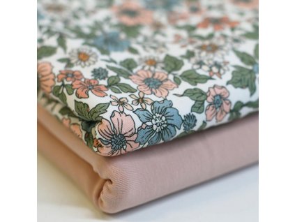 Jersey Cotton Fabric Vintage Floral Nude Pink 1800x1800
