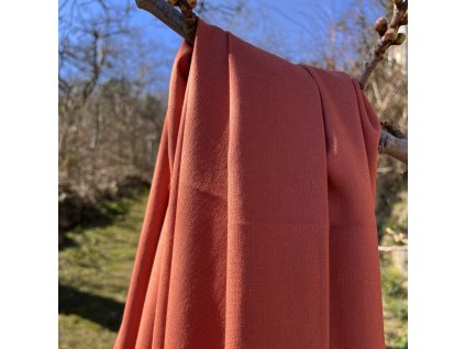 Pružný len směs s viskózou a spandexem v barvě Terracotta