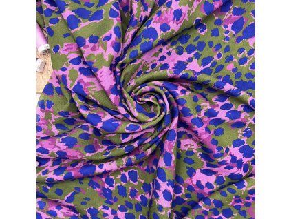 Šatovka z umělého vlákna Louka v barvách zelená, fialová a růžová
