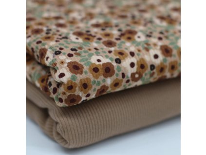Rib Jersey Fabric Cute Flowery Brown 3 1800x1800