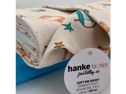 Měkčené bavlněné žebro - SOFT RIB - Vesmír světlá šedá - 230 gr, HANKE FABRICS