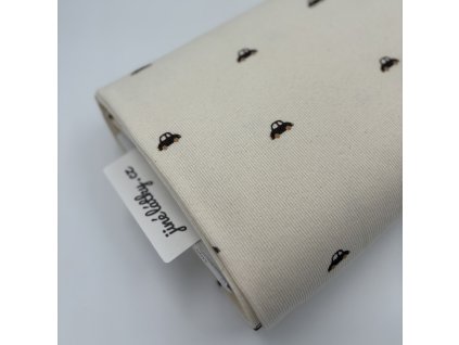 COTTON RIB - Jemný žebrovaný úplet - Autíčka v barvě Smetanová