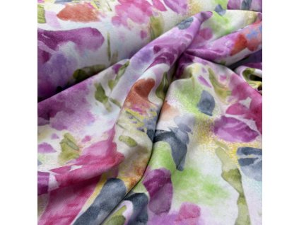 Jemný viskózový úplet šatovka Akvarel khaki