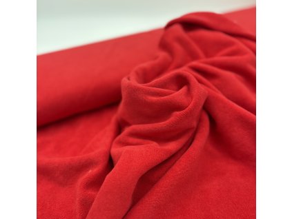 Froté pružná teplákovina v barvě Červená
