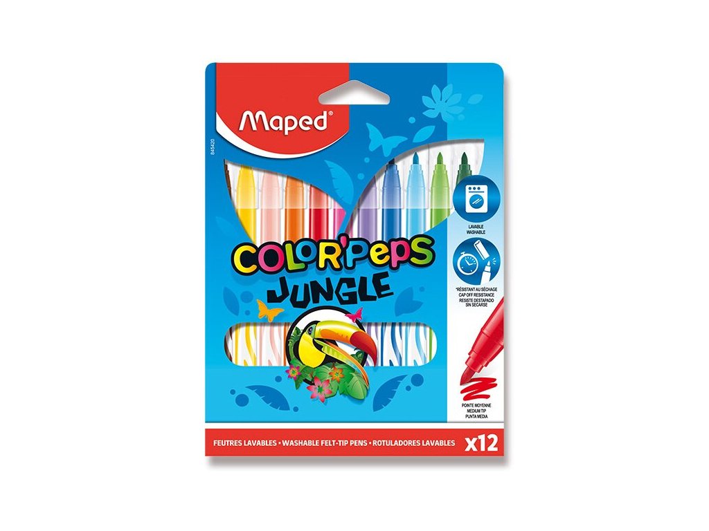 Dětské fixy Maped ColorPeps Jungle - 12 barev