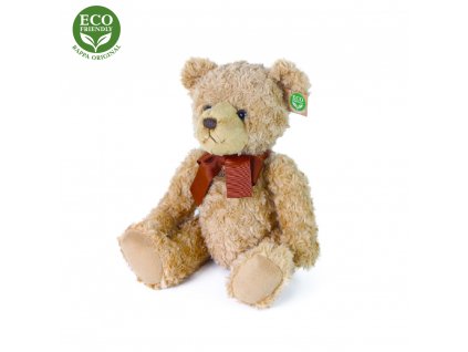 Plyšový medvěd retro s mašlí, 30 cm, ECO-FRIENDLY