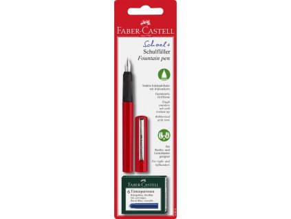 Faber-Castell Školní plnící pero - červené + bombičky 6ks