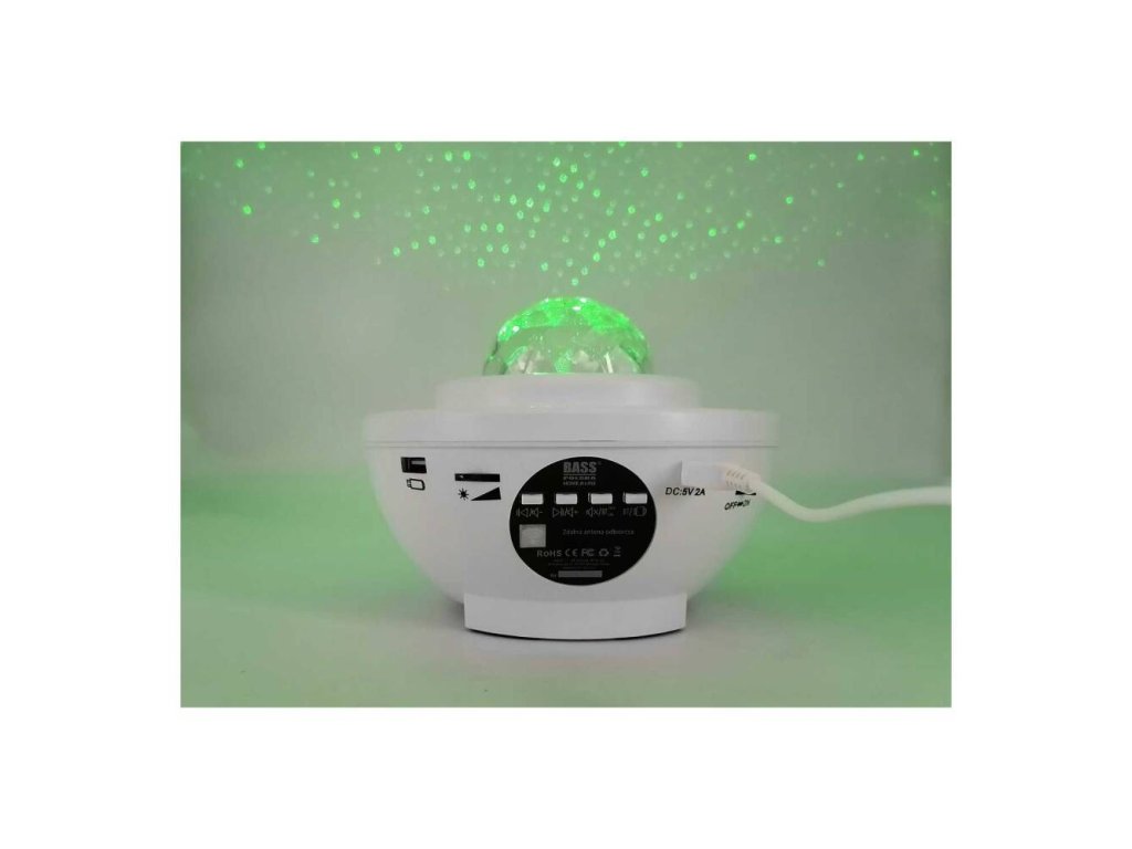 Hvězdný projektor s bluetooth reproduktorem, LED hvězdicový displej (bílá) BH 59310 BASS