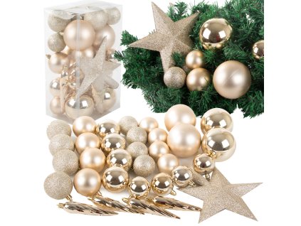 Vánoční ozdoby na stromek 36ks, zlaté 26168 JIPOS