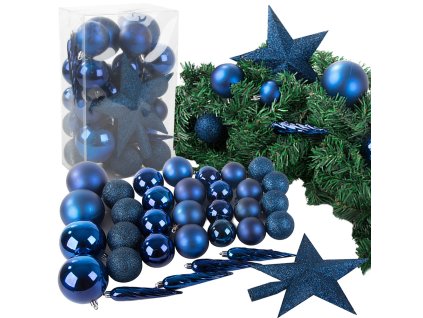 Vánoční ozdoby na stromek 36ks, modré 26169 JIPOS
