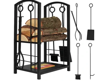 Stojan na dřevo + nářadí ke krbu 08785 JIPOS