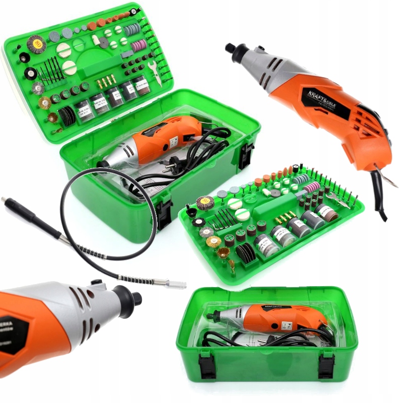 Mini přímá bruska s příslušenstvím 218ks, 170W KD10281 KRAFT&DELE