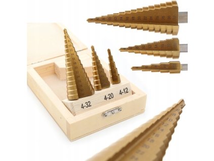 Stupňovitý vrták sada 3 ks 4-32mm KD10244 KRAFT&DELE