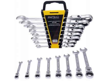 Račňové kľúče očkoploché s kĺbom sada 8ks 8-22mm KD11302 KRAFT&DELE