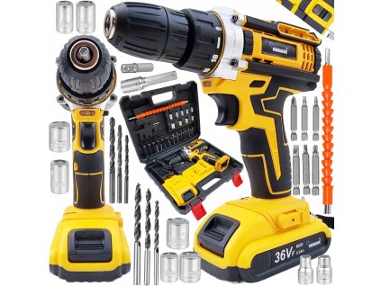 Aku vŕtací skrutkovač LI-ION 36V 2 batérie, kufrík + príslušenstvo OD9010 ONDRAGON