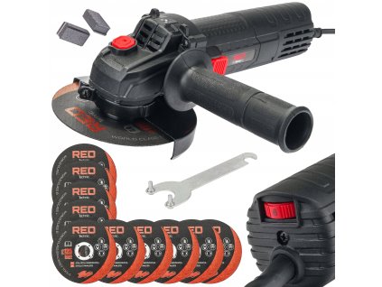 Uhlová brúska s reguláciou otáčok 125mm + 10 kotúčov, 1300W RTSZK0013 RED TECHNIC