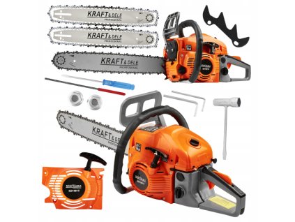 Benzínová píla + 2 vodiace lišty 16" a 18" + reťaze KD10613 KRAFT&DELE
