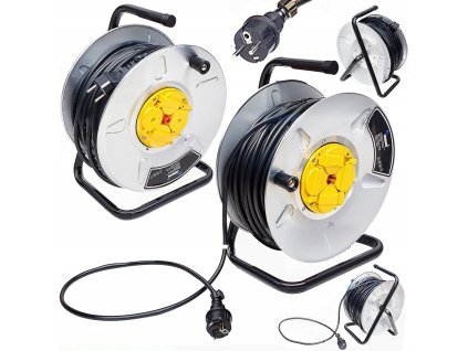 Predlžovací kábel na kovovom bubne 50m, 4 zásuvky a klapky CD1716 BULLTECH