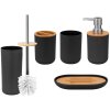 eng pl Súprava do kúpeľne 6 v 1 kúpeľňová toaleta WC kľučka kôš čierna súprava 5087 4