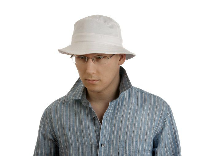 Bílý letní pánský klobouk (Velikost 61)