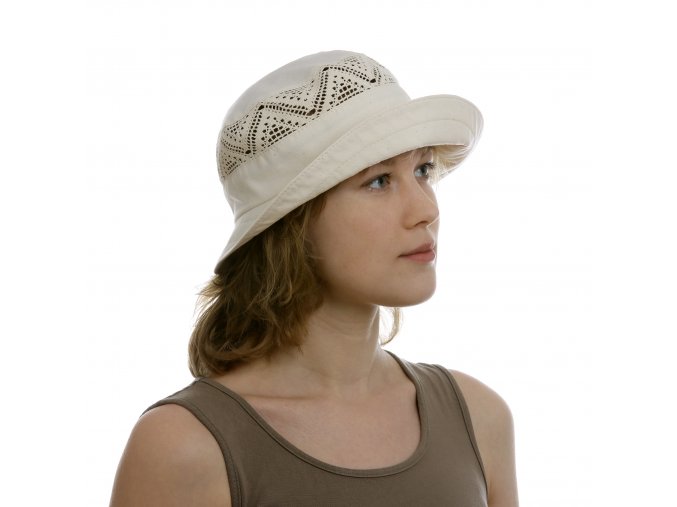 Vzdušný bílý dámský klobouk z bavlny