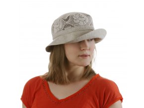 Elegantní dámský klobouk z režného lnu