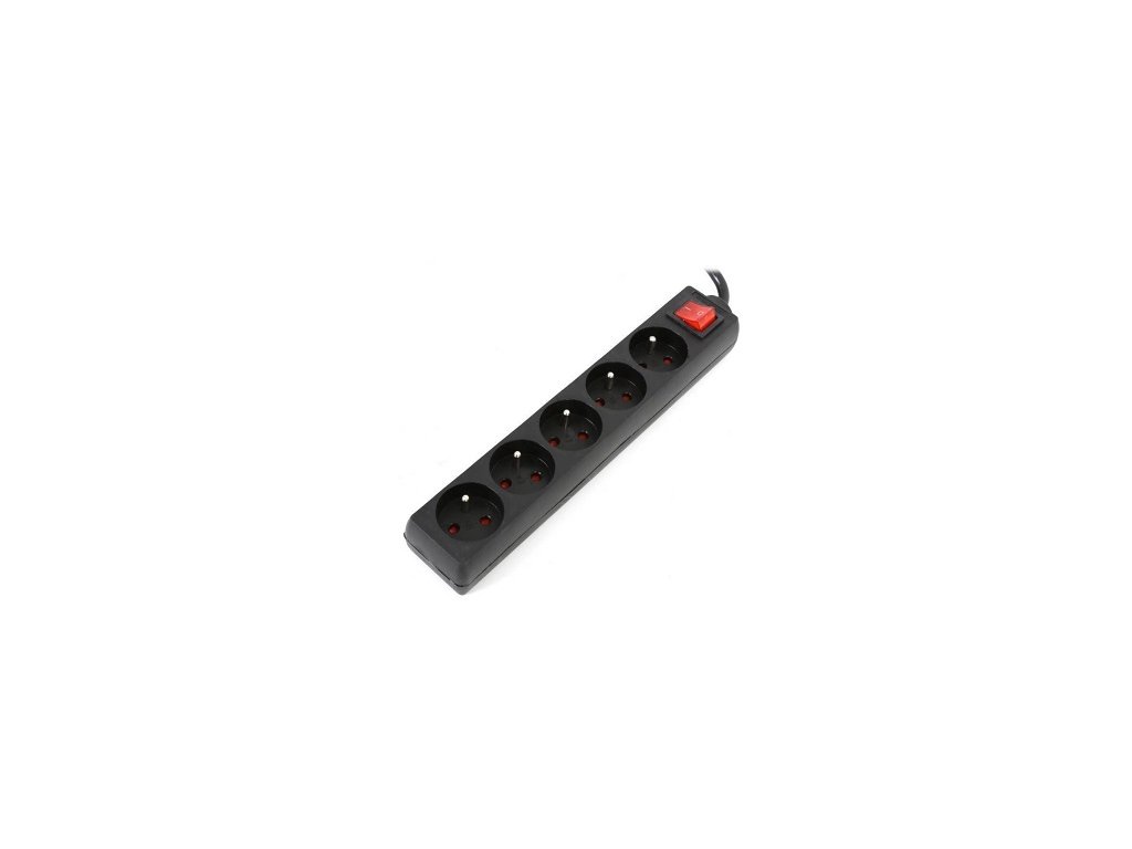 OMEGA Prodlužovací zásuvková lišta s 5 zásuvkami WITH BASIC SURGE PROTECTION 1.5M 16A 5 SOCKET TYPE E FRENCH BLACK