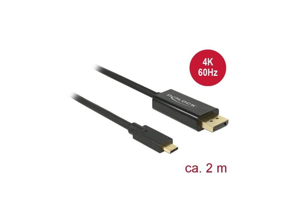 Delock Kabel USB Type-C samec > Displayport samec (DP Alt Mód) 4K 60 Hz 2 m černý