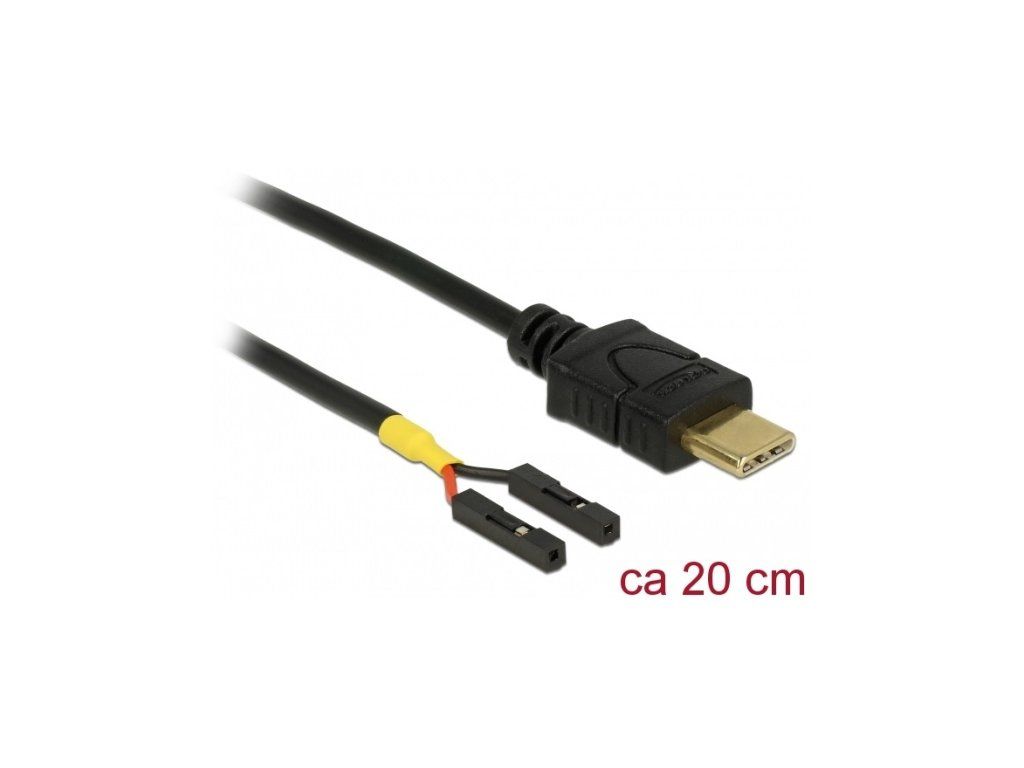 Delock Kabel USB Type-C samec > 2 x pin konektor samice oddělení napájení 20 cm